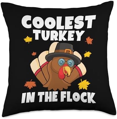 Thanksgiving Shirt For Kids Toddlers Coolest Turkey Boy Throw Pillow by Unknown