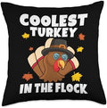 Thanksgiving Shirt For Kids Toddlers Coolest Turkey Boy Throw Pillow by Unknown