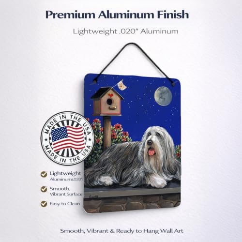 Caroline's Treasures PPP3018DS1216 Bearded Collie Moon Shine Wall or Door Hanging Prints Aluminum Metal Sign Kitchen Wall Bar Bathroom Plaque Home Decor Front Door Plaque, 12x16, Multicolor