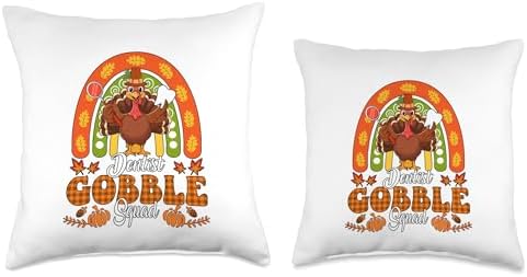 Dentist Gobble Squad Thanksgiving Turkey Fall Rainbow Throw Pillow - Image 3
