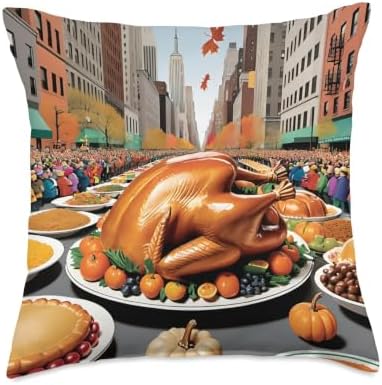 New York City Thanksgiving Parade of Food Throw Pillow by Unknown