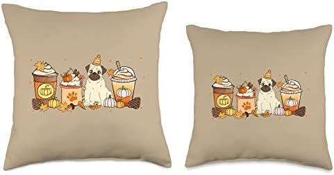 Pug Coffee Pumpkin Spice Dog Lovers Fall Thanksgiving Throw Pillow - Image 3