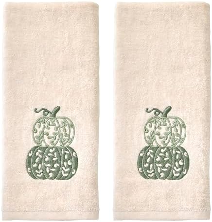 SKL Home Fall/Thanksgiving Scroll Pumpkin Hand Towel Set-2pc, Natural by SKLHomebySaturdayKnightLtd