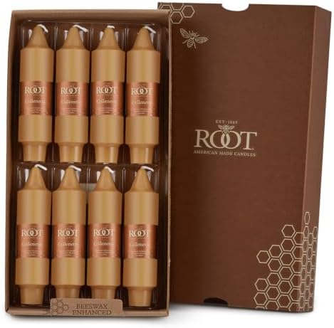 Root Candles 8-Count Unscented Smooth Collenettes, 5-Inch, Beeswax Color by RootCandles