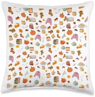 Fall Season Autumn Floral Cute Thanksgiving Throw Pillow by Unknown