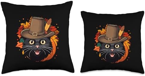 Funny Thanksgiving Black Cat Throw Pillow - Image 3