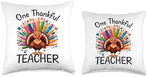 One Thankful Teacher - Thanksgiving - Fun Autumn Holiday Throw Pillow - Image 3