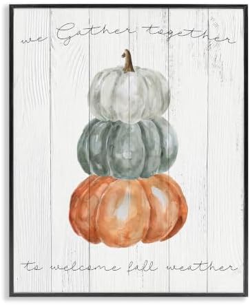 Pumpkins Gather Together Fall, 16 x 20 Inch Framed Giclée Print by StupellIndustries