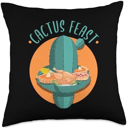 Funny Thanksgiving Cactus Gardening Plant Lover Gardener Throw Pillow by Unknown