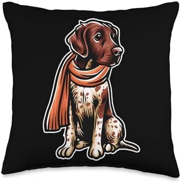 BCC German Shorthaired Pointer Shirts & Dog Gifts German Shorthaired Dog Scarf Pumpkin Happy Thanksgiving Throw Pillow, 16x16, Multicolor by Unknown