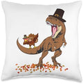 Coolest Turkey Trex Dinosaur Happy Thanksgiving Boys Funny Throw Pillow by Unknown