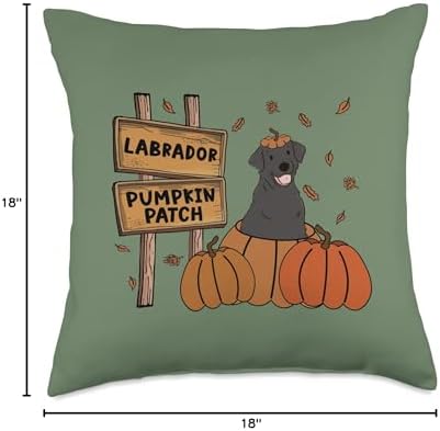 Labrador Pumpkin Patch Dog Lovers Thanksgiving Halloween Throw Pillow - Image 4
