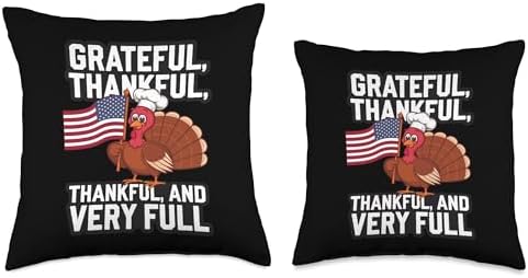 Thanksgiving Grateful, Thankful And Very Full Thanksgiving Throw Pillow - Image 3