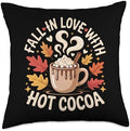 Fall in Love with Hot Cocoa Thanksgiving Autumn Pumpkin Pie Throw Pillow by Unknown