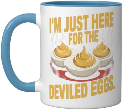 I’m Just Here for the Deviled Eggs Egg Expert Deviled Egg Ceramic Mug, Blue/White, 11oz by Unknown