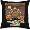 Horror Thanksgiving Turkey with Creepy Pumpkins Throw Pillow by Unknown