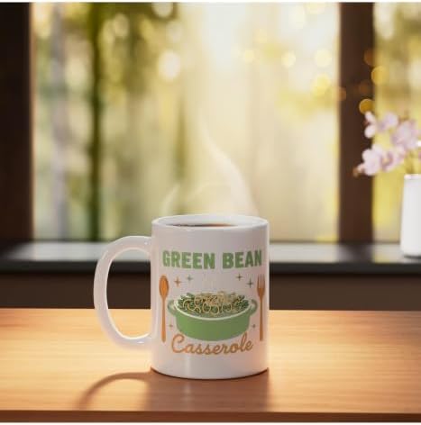 Green Bean Casserole Retro Thanksgiving Dinner Humor Ceramic Mug, White - Image 3