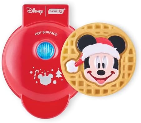 Disney | Dash Mickey Santa Hat Mini Waffle Maker, Ceramic Nonstick, Red by Dash