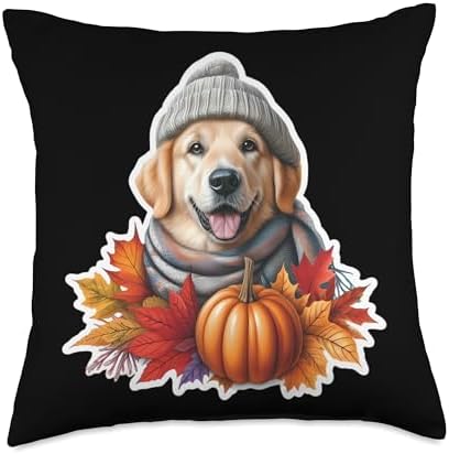 Autumn Fall Kuvasz Dog Owner Thanksgiving Mom Dad Pampkin Throw Pillow by Unknown