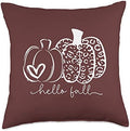 Hello Fall Leopard Pattern Pumpkin Thanksgiving Vibe Throw Pillow by Unknown