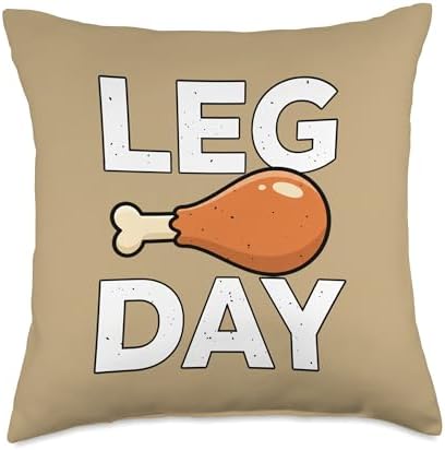 Funny Leg Day Thanksgiving Drumstick, Turkey Day Friendsgiv Throw Pillow by Unknown