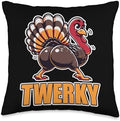 Funny Twerkey Shirt Turkey Pilgrim Thanksgiving Twerking Throw Pillow by Unknown