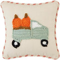 Mud Pie Thanksgiving Crochet Pillow, Truck, 8" x 8" by MudPie