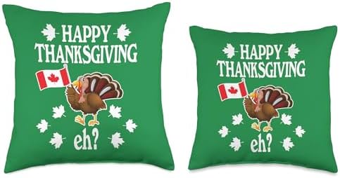 Turkey With Canada Flag Happy Thanksgiving Day Eh Canadian Throw Pillow - Image 3