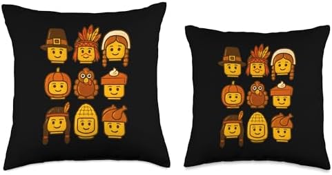 Thanksgiving Building Brick Head Turkey Pumpkin Boys Kids Throw Pillow - Image 3