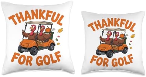 Thankful for Golf Turkey Playing Golf Thanksgiving Throw Pillow - Image 3