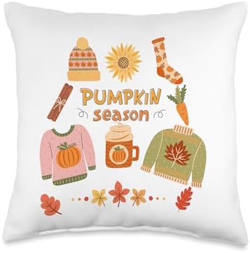 Pumpkin Season Autumn Thanksgiving Fall Pumpkin Throw Pillow by Unknown