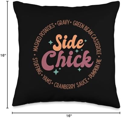 I'm A Side Chick Retro Funny Turkey Day Fall Thanksgiving Throw Pillow - Image 4