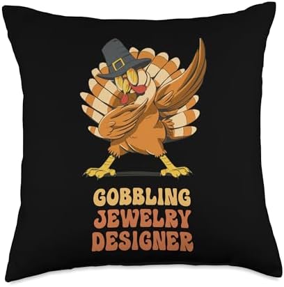 Thanksgiving Holiday Gifts and Designs Dabbing Turkey Jewelry Designer Funny Thanksgiving Throw Pillow, 18x18, Multicolor by Unknown