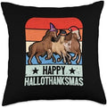 Thanksgiving Outfit Thankful Turkey Kids Women Men Horse Halloween Thanksgiving Christmas Happy Hallothanksmas Throw Pillow, 18x18, Multicolor by Unknown