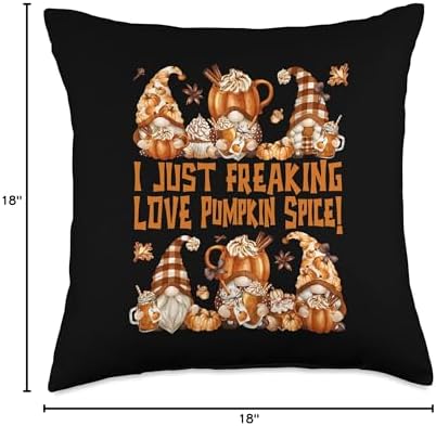 Funny Thanksgiving Gnome Freaking Loves Pumpkin Spice Throw Pillow - Image 4