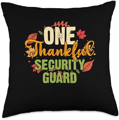 Thanksgiving Holiday Gifts and Designs One Thankful Security Guard Thanksgiving Throw Pillow, 18x18, Multicolor by Unknown