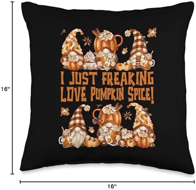 Funny Thanksgiving Gnome Freaking Loves Pumpkin Spice Throw Pillow - Image 4