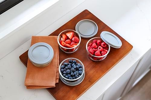 16-Piece Glass Food Storage Containers Set (8 Containers + 8 BPA-Free Lids) | 7-Ounce, Leakproof | Microwave, Freezer, Oven & Dishwasher Safe | Ideal for Meal Prep & Pantry Organization, Grey