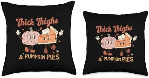 Thick Thighs & Pumpkin Pie Shopp Thick Pumpkin Pie Turkey Thigh Legs & Thanksgiving Throw Pillow, 18x18, Multicolor - Image 3