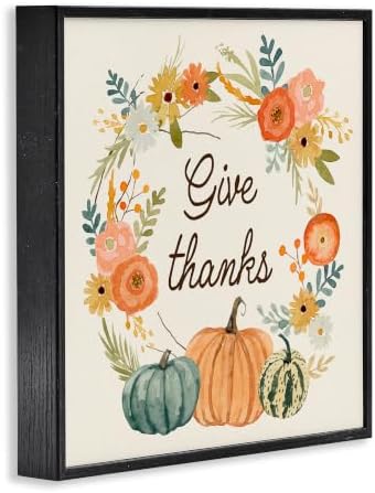 Thanksgiving Pumpkin Wreath Sentiments, 17 x 17 Inch Framed Giclée Print - Image 2