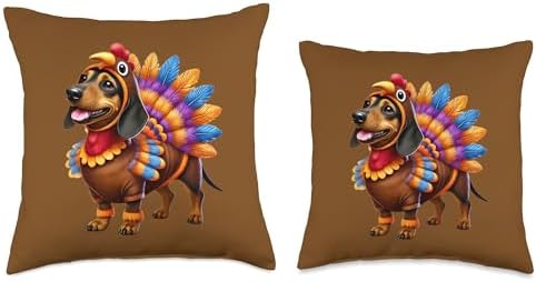 Dachshund Turkey Funny Thanksgiving Animal Dog Pet Canine Throw Pillow - Image 3