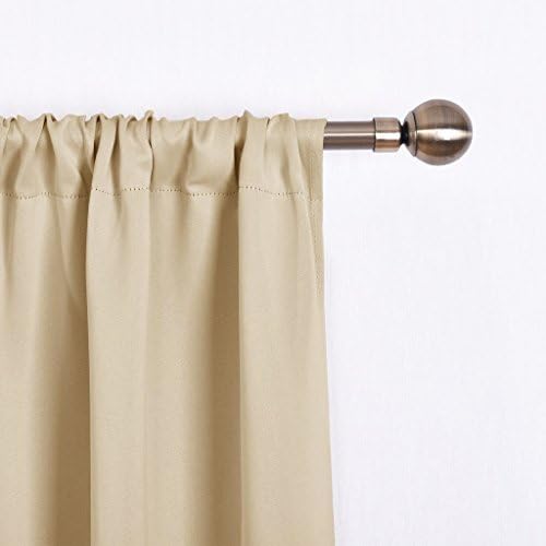 NICETOWN Farmhouse Tie Up Shade - Window Valance for Kitchen Balloon Curtain Rod Pocket Drapery for Home Decor Adjustable Valance, 52W x 63L in, Biscotti Beige, 1 Panel - Image 4