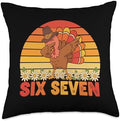 6 7 Six Seven Meme 67 Funny Turkey Dabbing Thanksgiving Throw Pillow by Unknown