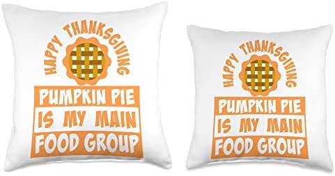 Reason to be Happy Tees Happy Thanksgiving Pumpkin Pie is My Main Food Group Throw Pillow, 16x16, Multicolor - Image 3
