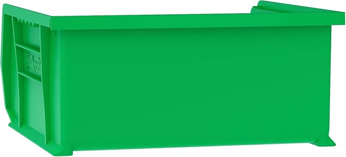 Akro-Mils 30235 AkroBins Plastic Storage Bins, 11"x11"x5", Green, 6-Pack | Space-Saving Stackable Bins for Garage, Pantry, Craft Organization