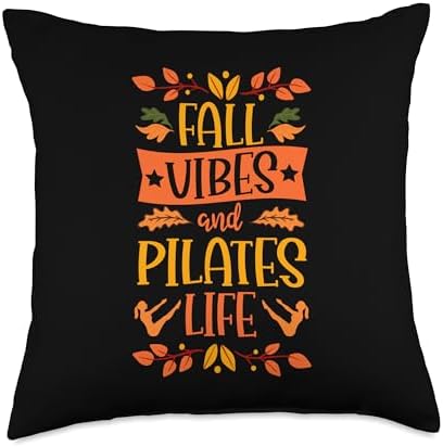 Fall Vibes and Pilates Life Thanksgiving Autumn Leaves Throw Pillow by Unknown