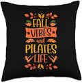 Fall Vibes and Pilates Life Thanksgiving Autumn Leaves Throw Pillow by Unknown
