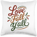 Love Fall Y'all, Family Thanksgiving Friends Giving Throw Pillow by HadleyDesigns