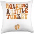 Roasting a Little Turkey Thanksgiving Pregnancy Announcement Throw Pillow by Unknown