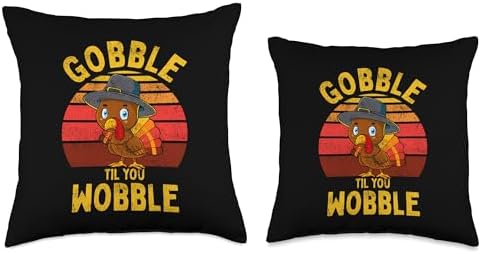 Gobble Til You Wobble Baby Turkey Thanksgiving Kids Toddler Throw Pillow - Image 3
